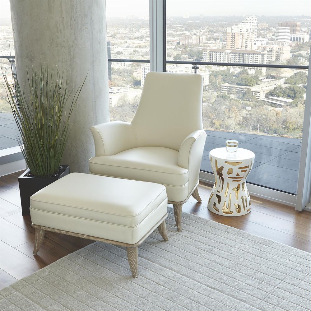 Stools & Ottomans Jackie Ottoman-Grey-Milk Leather