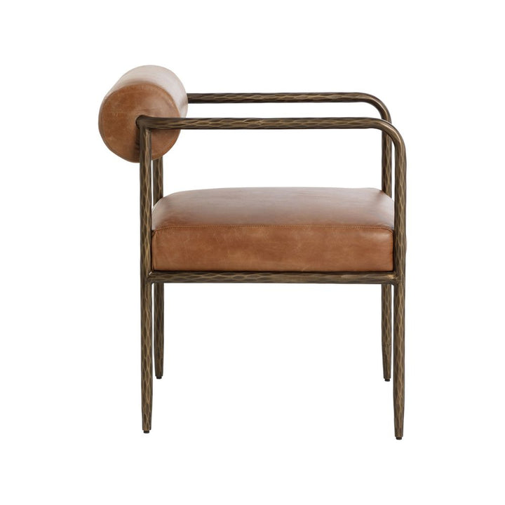 Dining Chairs Ajani Dining Armchair - Tan Leather