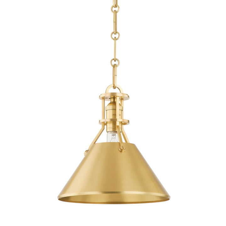 Metal No.2 1 Light Small Pendant-Hudson Valley-HVL-MDS951-AGB-PendantsBrass-3-France and Son