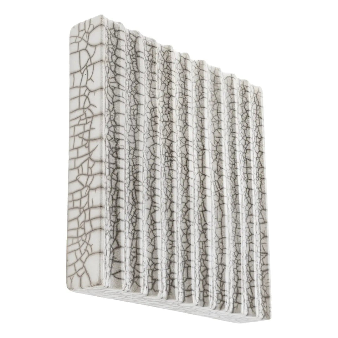 Wall Decoration Division Straight Raku Ceramic Crackled White - image 3