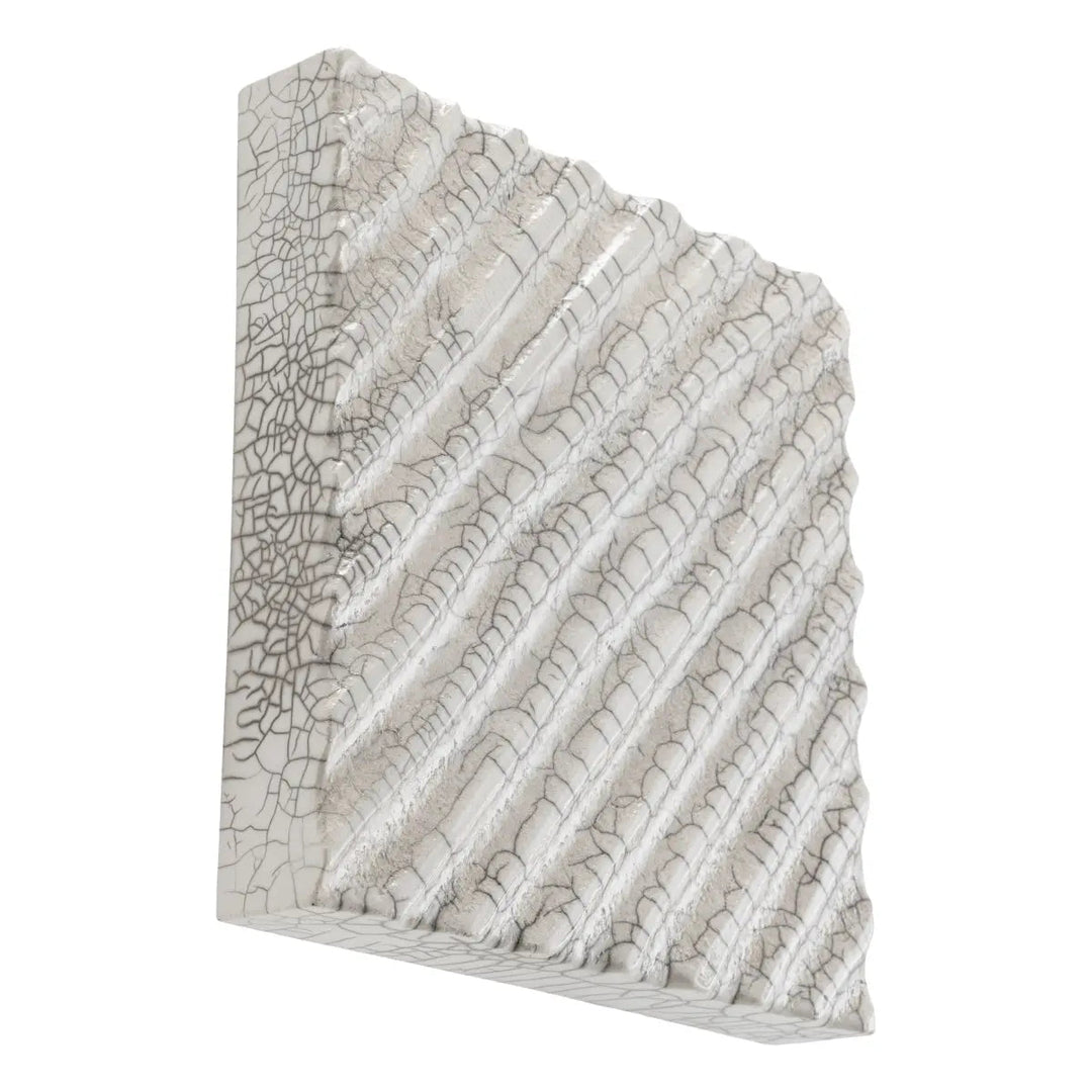 Wall Decoration Division Diagonal Raku Ceramic Crackled White - image 3