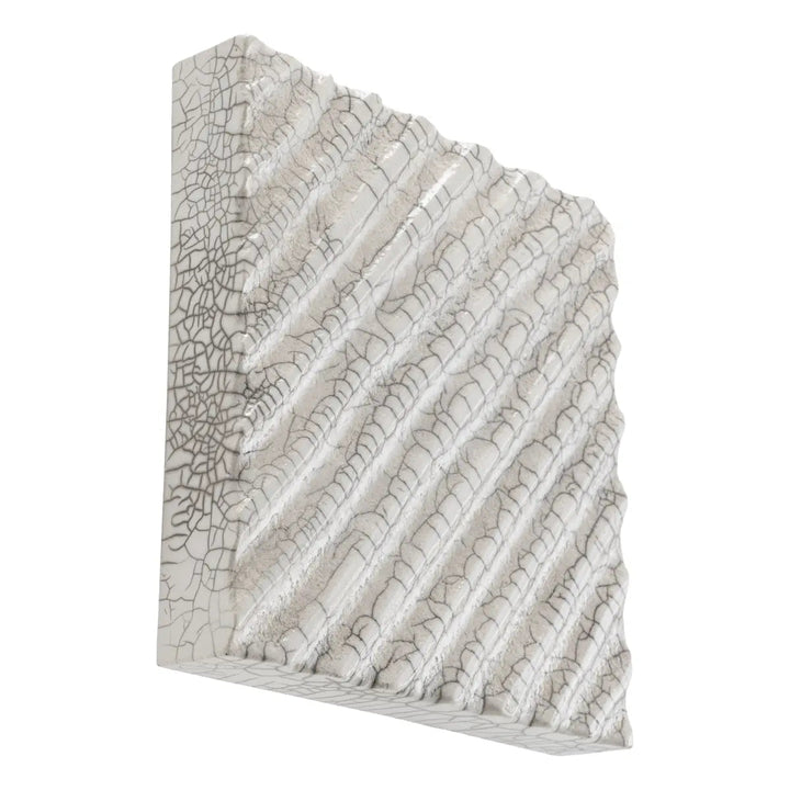 Wall Decoration Division Diagonal Raku Ceramic Crackled White - image 3