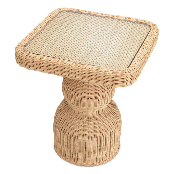 Side Table Tiago Square Natural Rattan Incl Glass Top - image 3