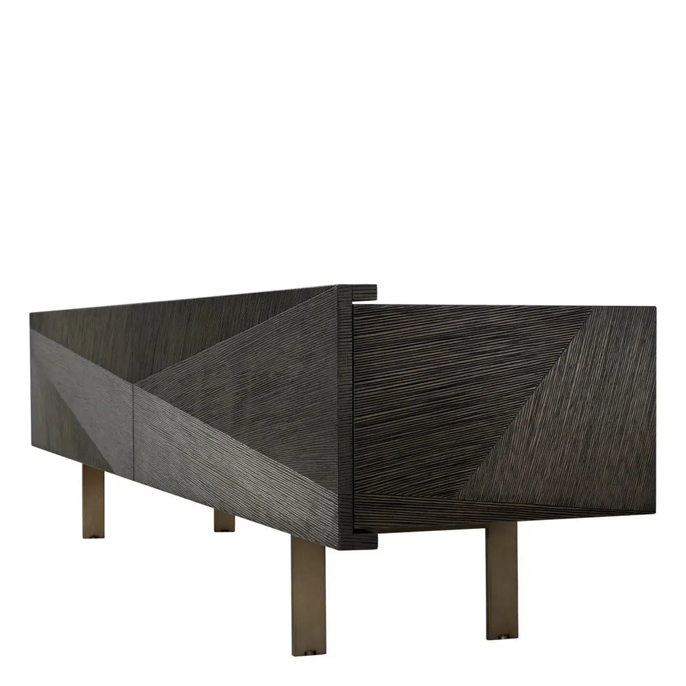 Tv Cabinet San Martin Mocha Straight Oak Veneer, shown in dark mocha brown and charcoal with oak veneer and wood.