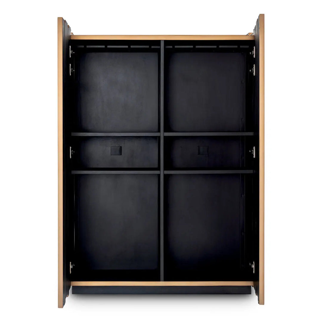 Bar Cabinet Nottingham Antique Mirror Glass Brushed Brass Finish - image 3