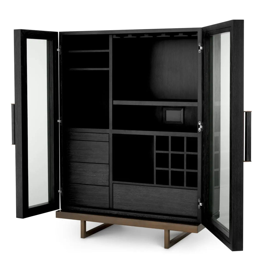Bar Cabinet Connaught Charcoal Grey Oak Veneer Bronze Finish - image 3