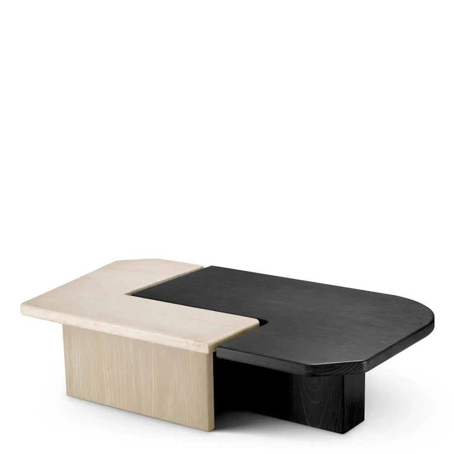 Coffee Table Yardham Charcoal Grey Oak Veneer Beige Marble Set Of 2 - image 1