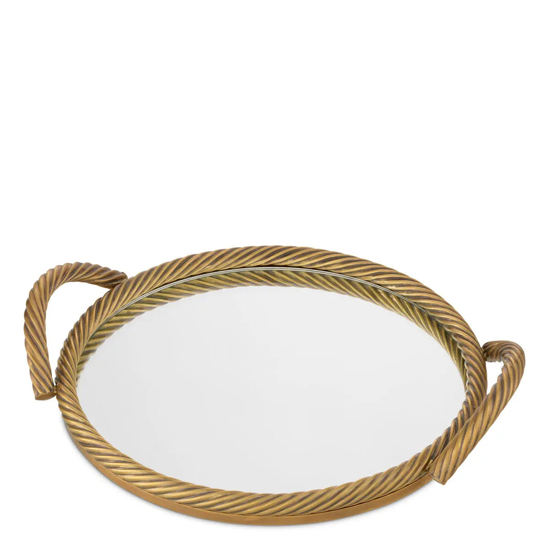 Tray Salvi Round Vintage Brass Finish - image 1