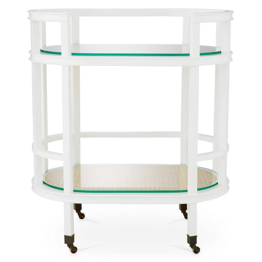 Trolley Bahamas Piano White Finish Natural Cane - image 3