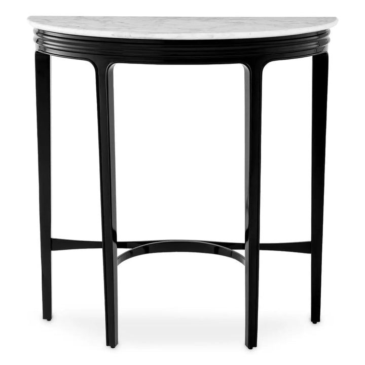 Console Table Rochefort Piano Black Finish White Carrera Marble - image 3