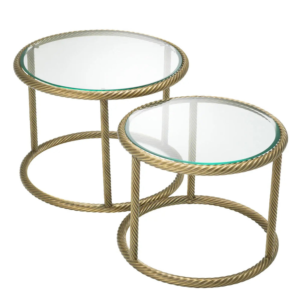Side Table Addison Vintage Brass Finish Set Of 2 - image 2