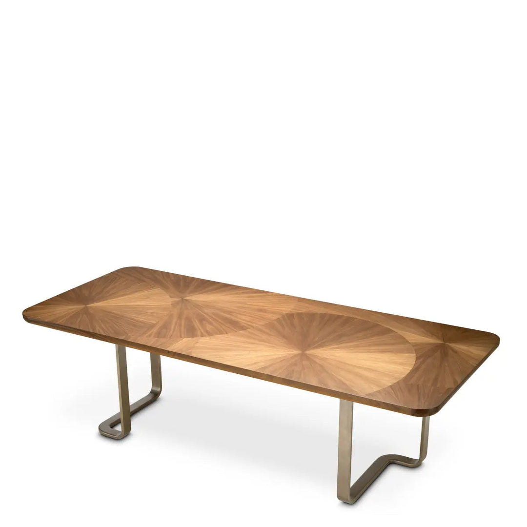Dining Table Rucello Light Walnut Veneer Bronze Finish - image 3