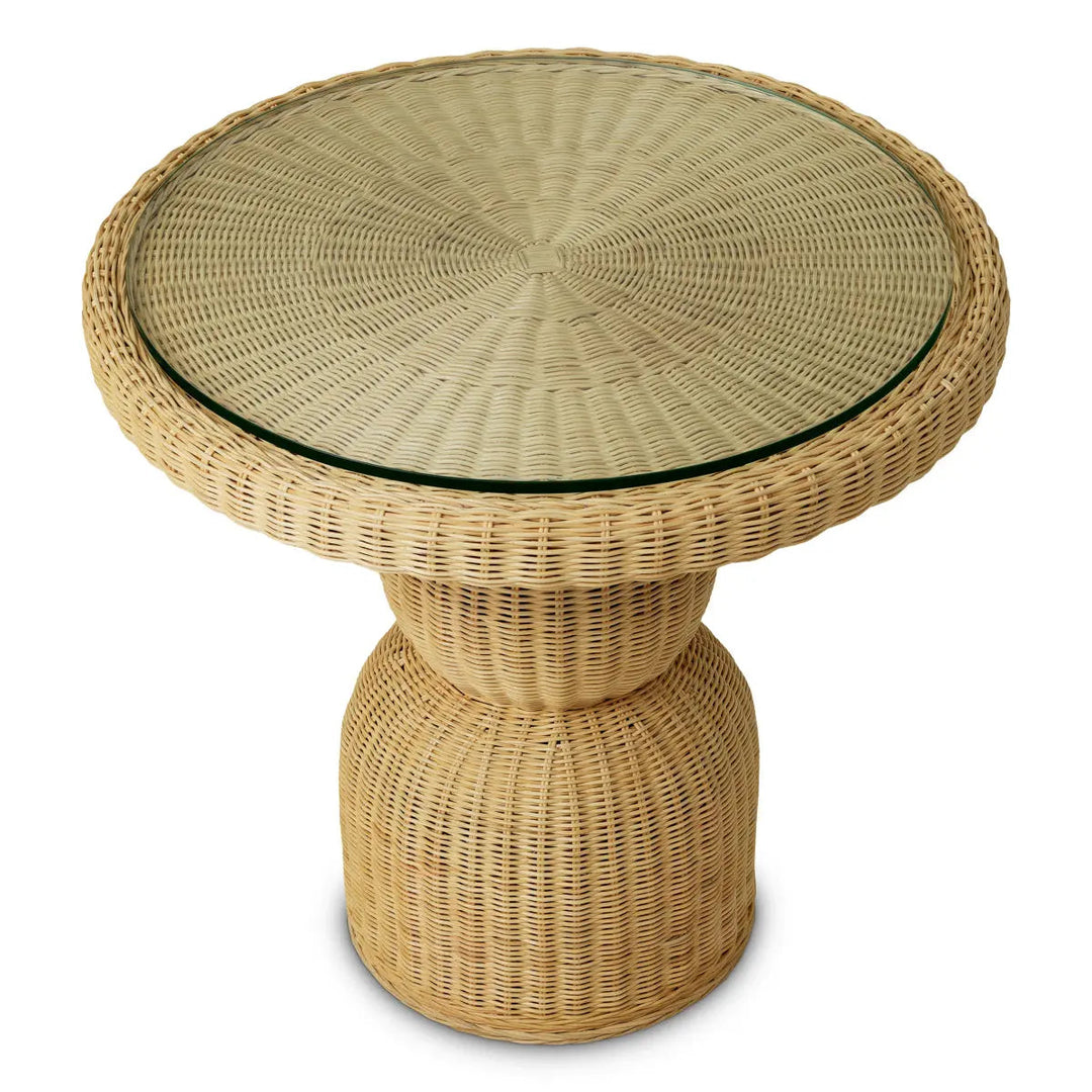Dining Table Tiago Round Natural Rattan Incl Glass Top - image 3