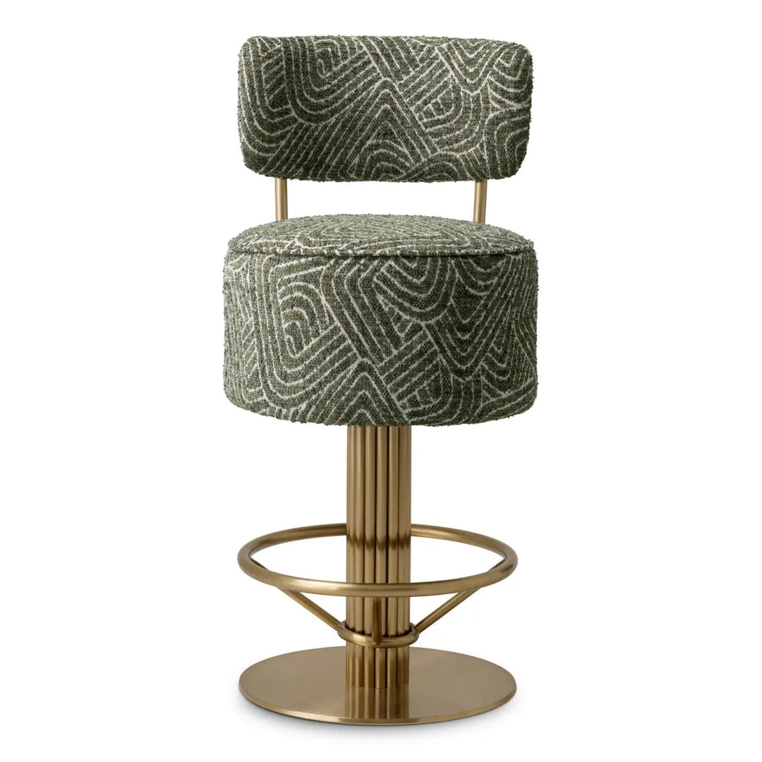 Counter Stool Carleton With Back Camari Green Brushed Brass Finish - image 3