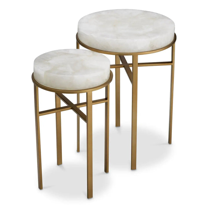Side Table Hoxton Vintage Brass Finish Rock Crystal Set Of 2 - image 3