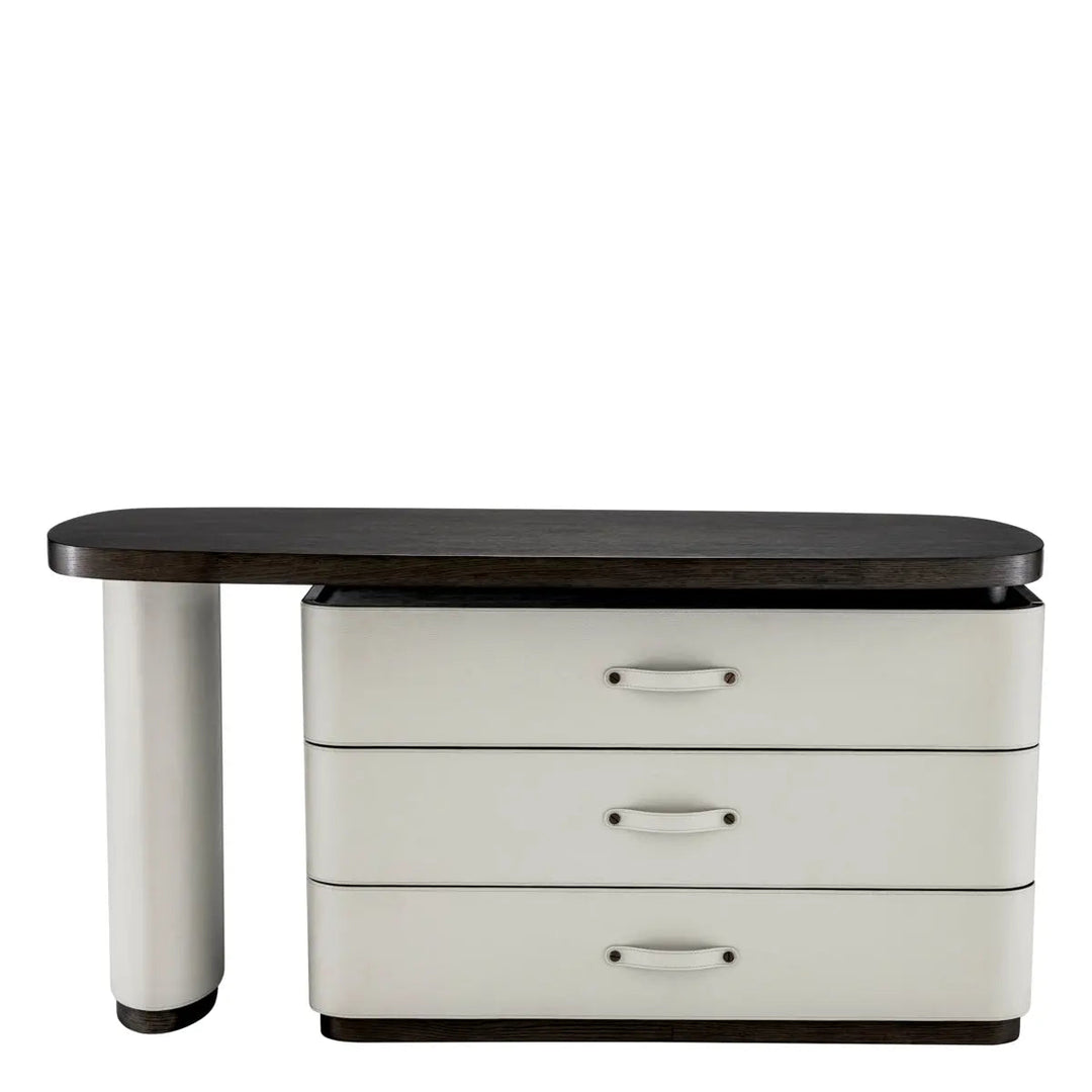 Desk Numana Mocha Straight Oak Veneer Faux Leather - image 3