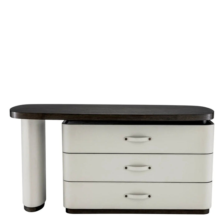Desk Numana Mocha Straight Oak Veneer Faux Leather - image 3