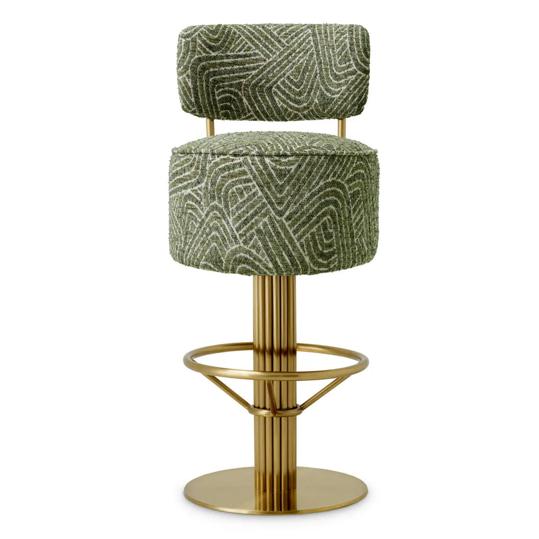 Bar Stool Carleton With Back Camari Green Brushed Brass Finish - image 3