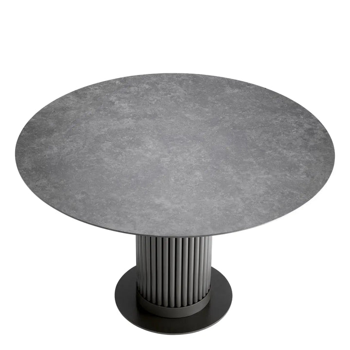 Outdoor Dining Table Volterra Round Bronze Finish Grey Ceramic - image 3