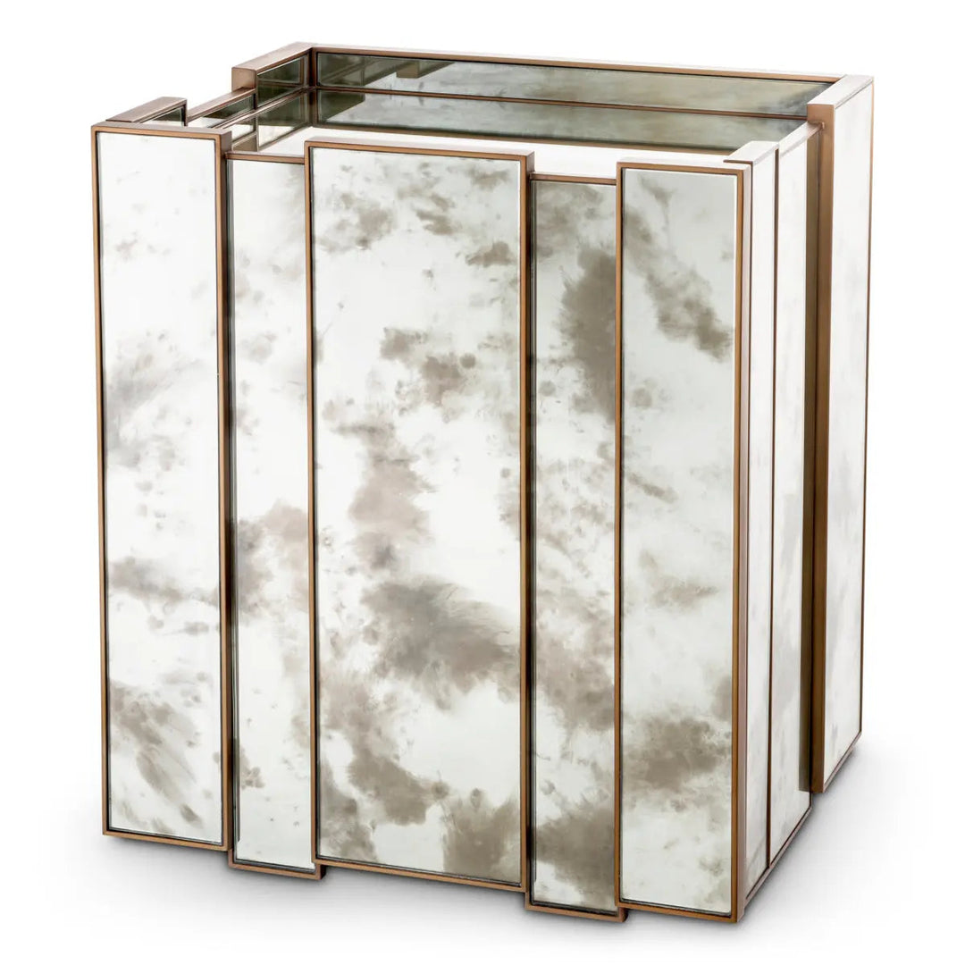 Nightstand Nottingham Left Antique Mirror Glass Brushed Brass Finish - image 3