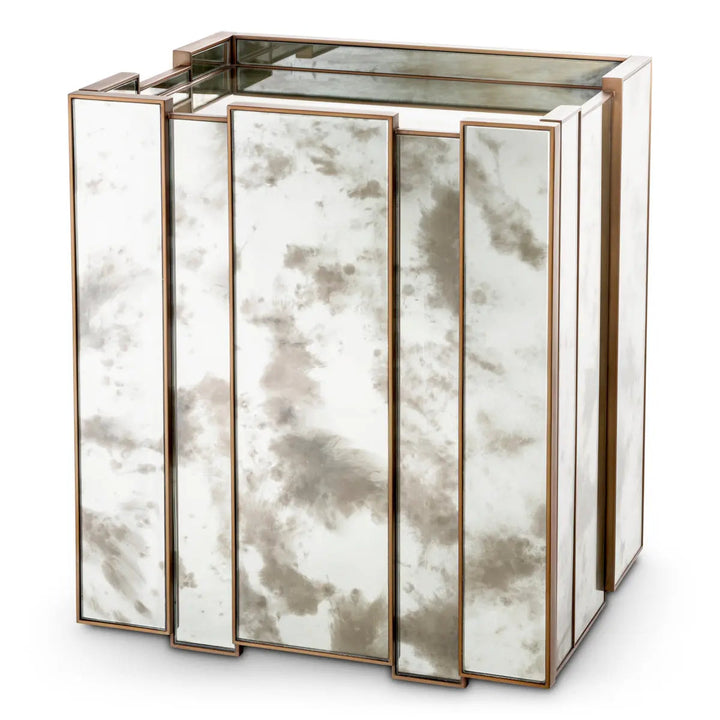 Nightstand Nottingham Left Antique Mirror Glass Brushed Brass Finish - image 3