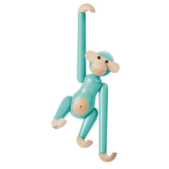 Kay Bojesen Monkey, Mini, Turquoise, H: 3.7"