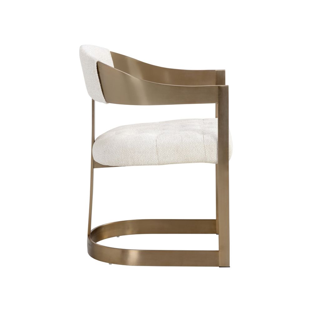 Dining Chairs Beaumont Dining Armchair - Antique Brass - Rhea Light Barley