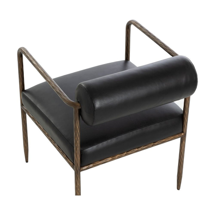 Ajani Dining Armchair - Charcoal Black Leather