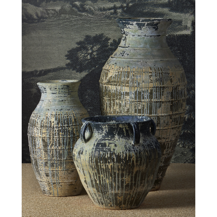 Lipari Extra Large Antique Blue Drip Urn