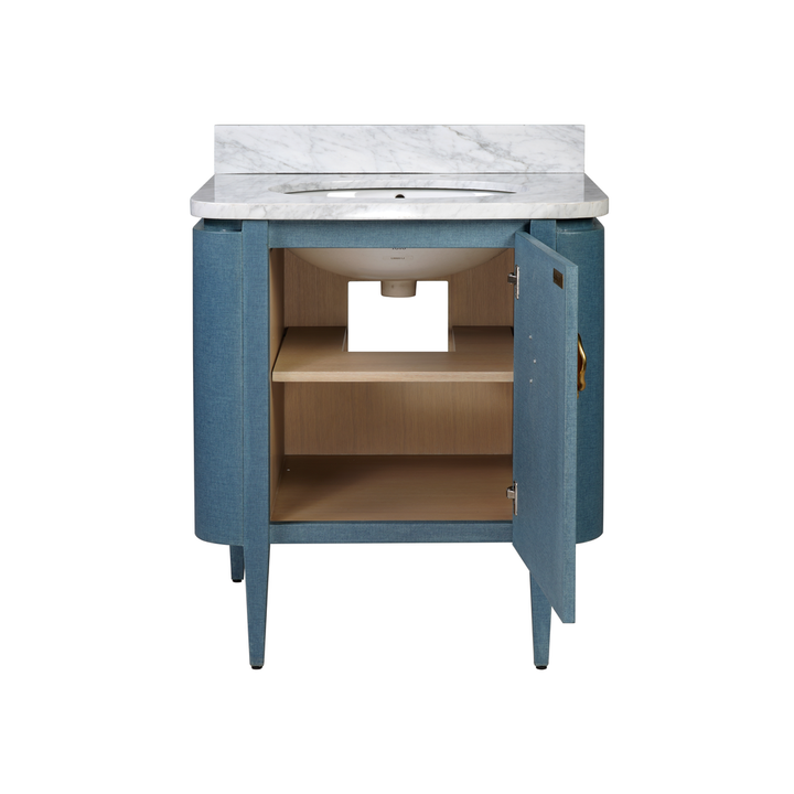 Vanities Briallen 30" Blue Linen Vanity with Oval Undermount Sink