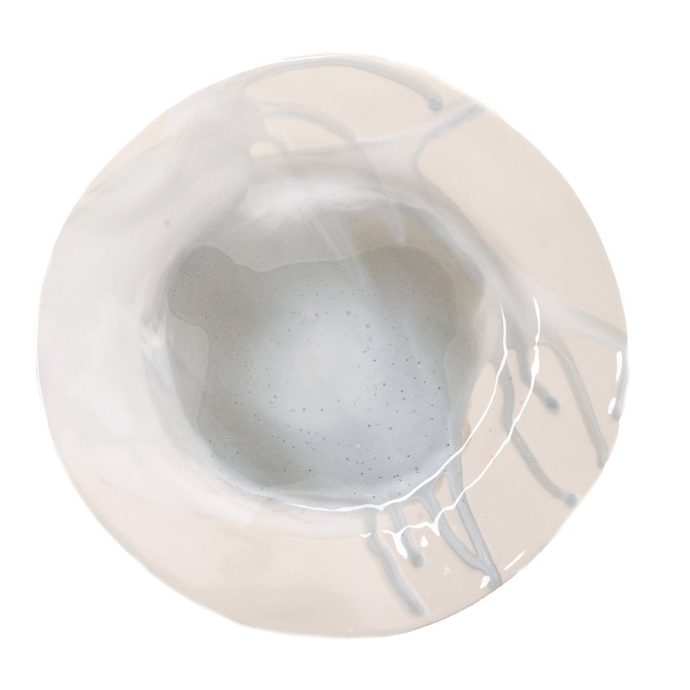 Splash, Ceramic Dessert Plate in Gray and White, Set of 4