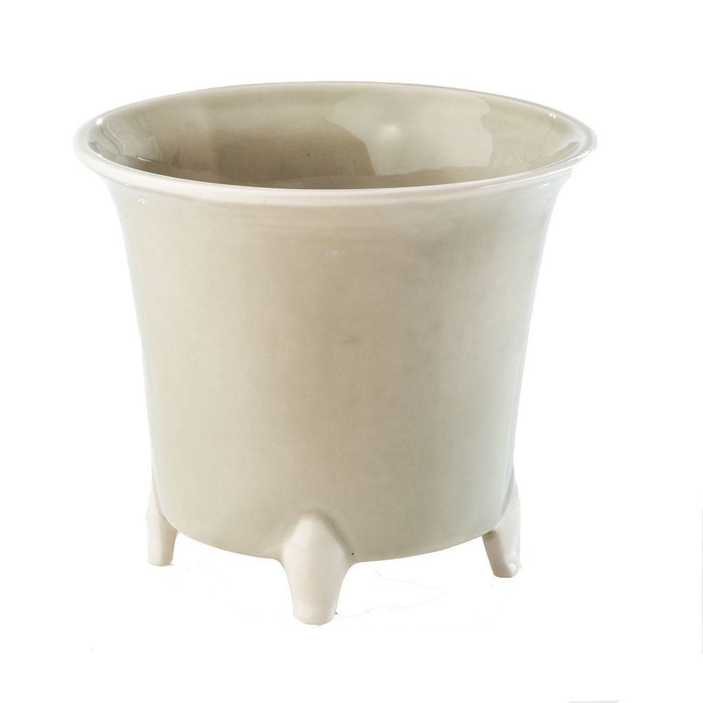 Indoor Planters Cachepot, Gray with White, Large Set of 2
