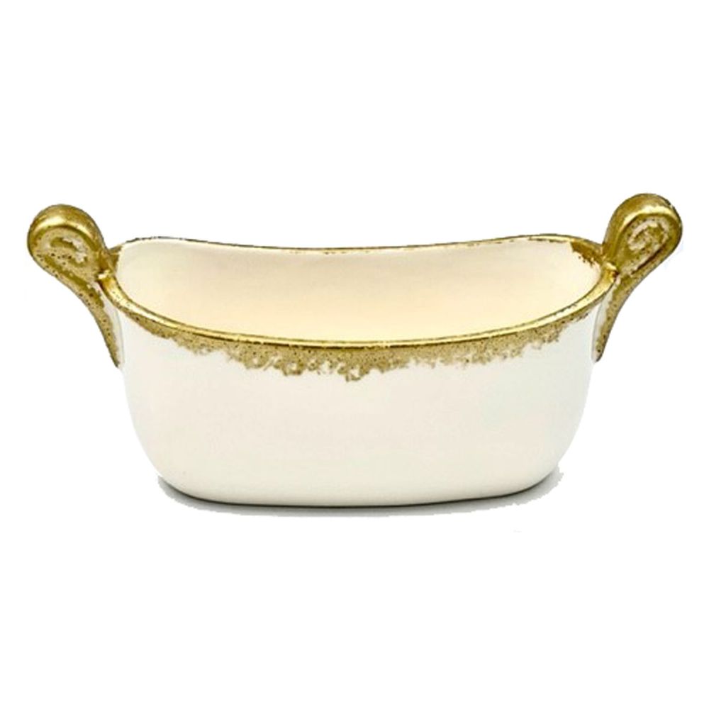 Indoor Planters Savoy Oval White/Gold Spongy Cachepot Set of 2