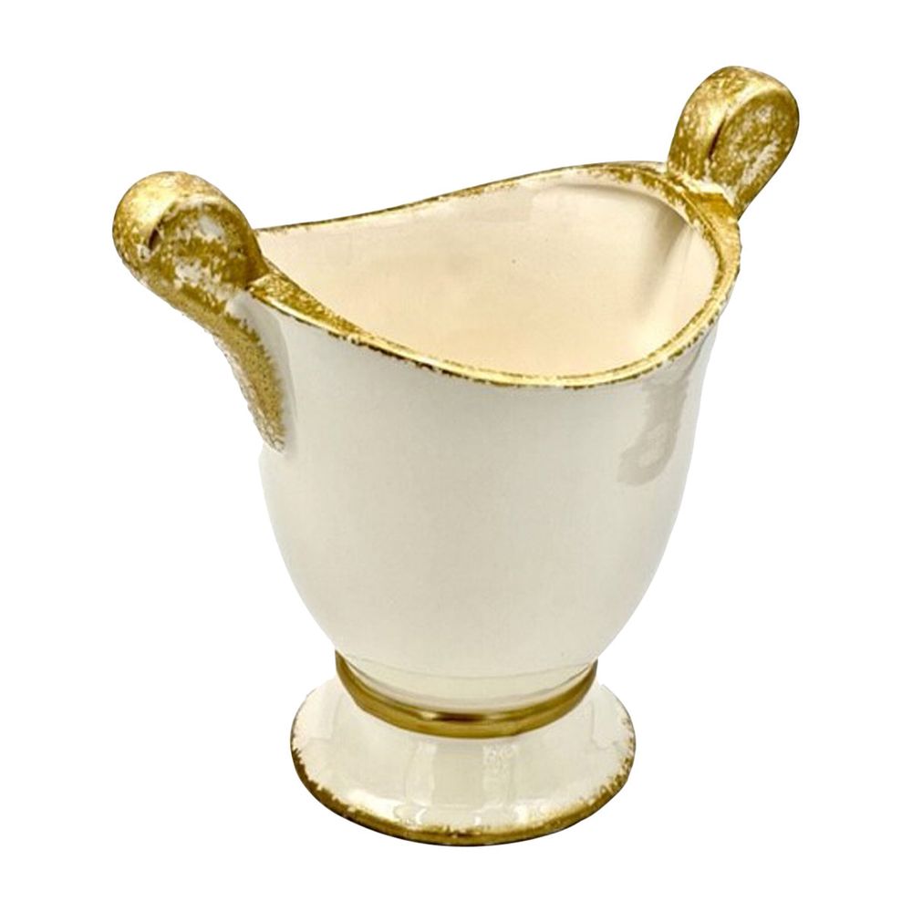Indoor Planters Savoy Spongy Cachepot, White/Gold Set of 2