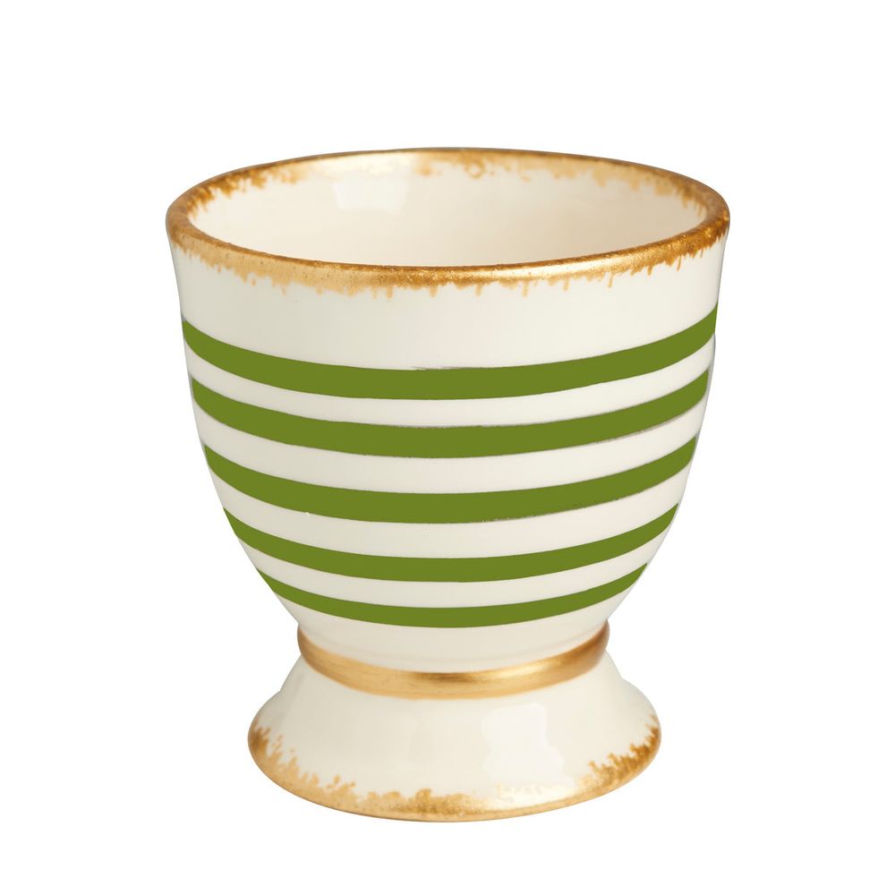 Indoor Planters Savoy Green/White Striped Cachepot, Small Set of 2
