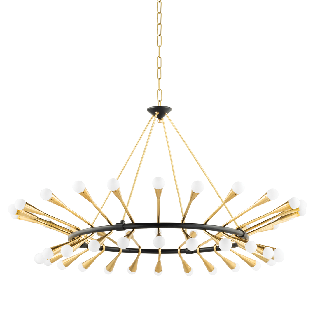 Aries Chandelier - Vintage Polished Brass/Black Brass 48 Lights