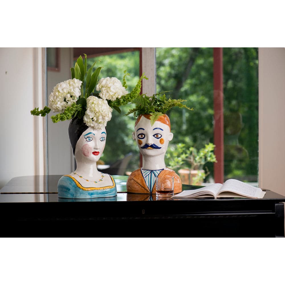 Painted Head Vase-ABIGAILS-ABIGAILS-403410-VasesGabriel-3-France and Son