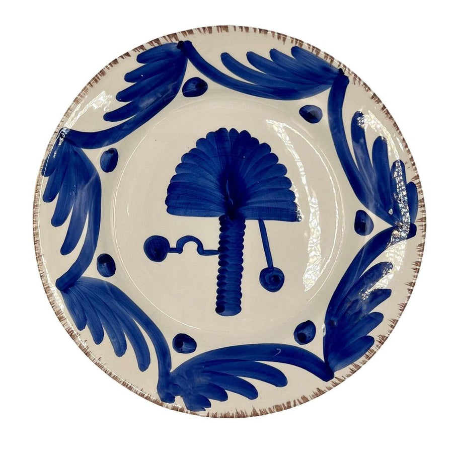 Dinner Plates Casa Nuno Blue and White Dinner Plate, Palm Set of 2