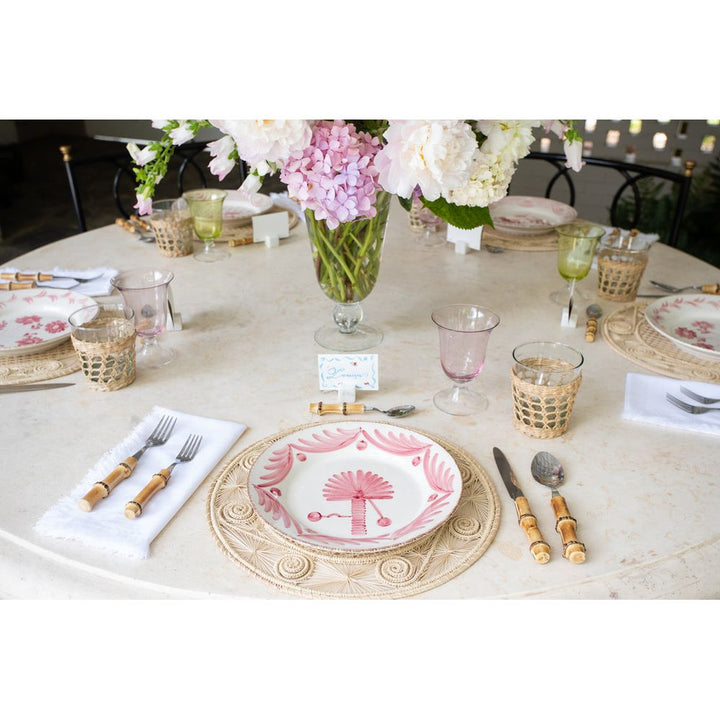 Casa Nuno Pink and White Dinner Plate, Palm Set of 2