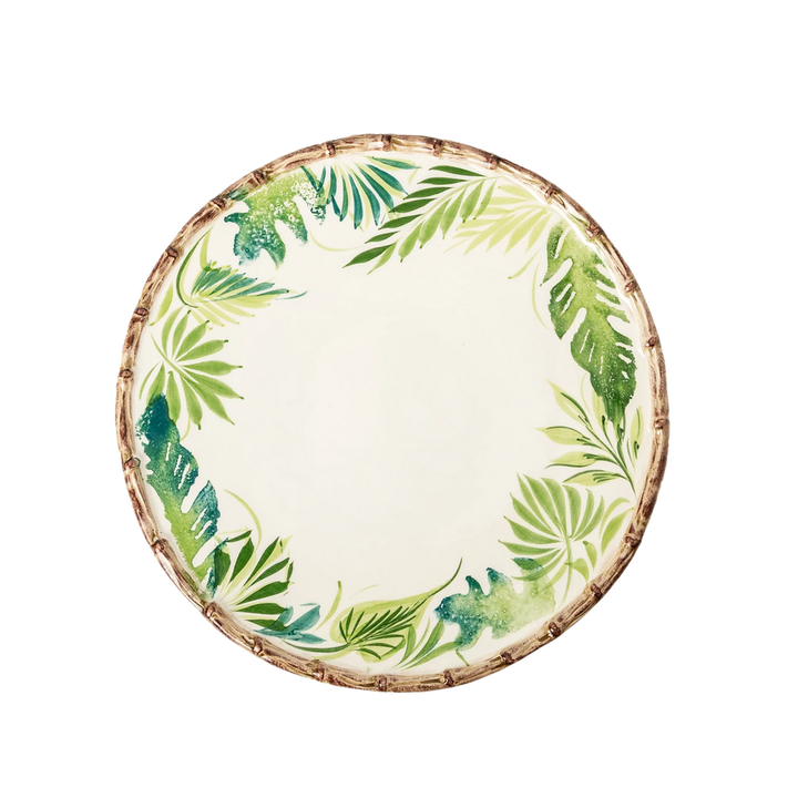 Compagnia Dinner Plate, Green Leaves w/ Bamboo, Large, Set of 4