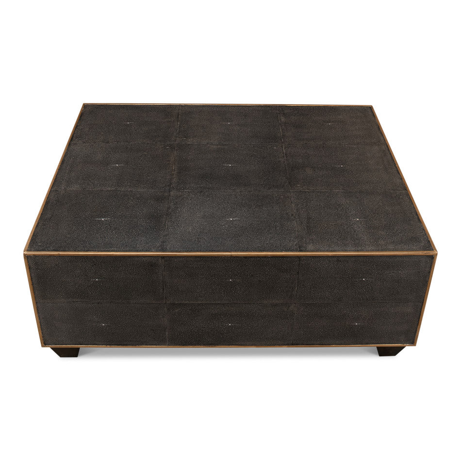 Grey Leather Shagreen Cocktail Table