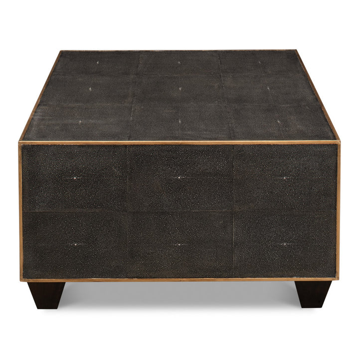 Grey Leather Shagreen Cocktail Table