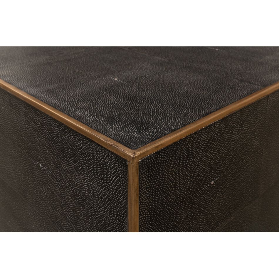 Grey Leather Shagreen Cocktail Table