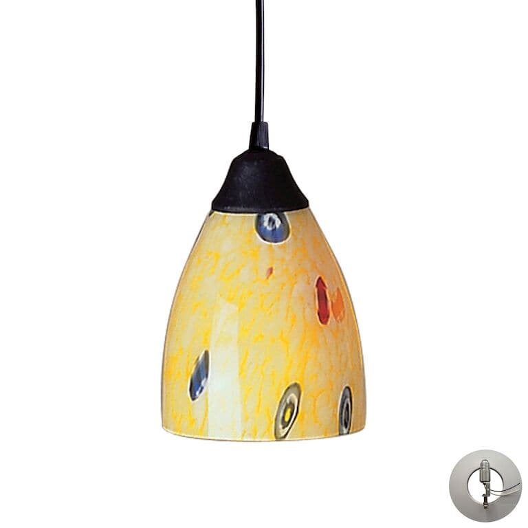 Classico 5'' Wide 1 - Light Pendant-Elk Home-ELK-406-1YW-LA-PendantsNon LED-Dark Rust with Yellow Blaze Glass (Includes Adapter Kit)-21-France and Son