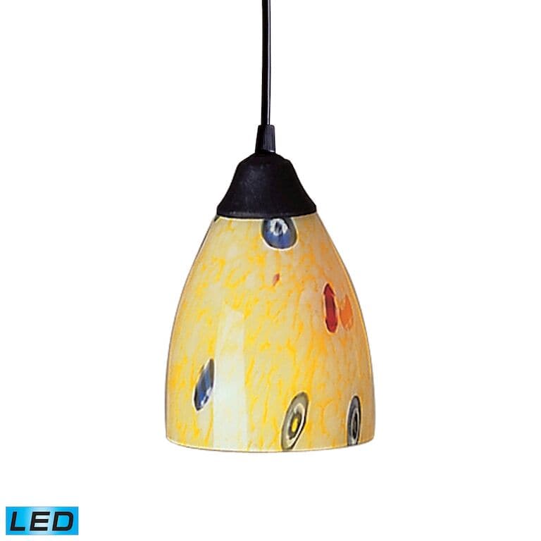 Classico 5'' Wide 1 - Light Pendant-Elk Home-ELK-406-1YW-LED-PendantsWith LED-Dark Rust with LED - Yellow Blaze Glass-14-France and Son