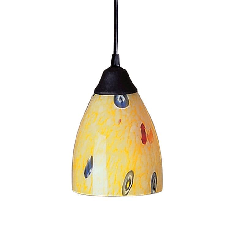 Classico 5'' Wide 1 - Light Pendant-Elk Home-ELK-406-1YW-PendantsNon LED-Dark Rust with Yellow Blaze Glass-7-France and Son