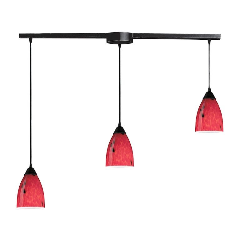 Classico 36'' Wide 3 - Light Pendant-Elk Home-ELK-406-3L-FR-PendantsDark Rust with Fire Red Glass-1-France and Son