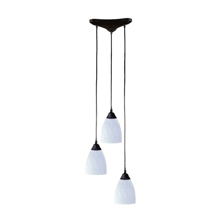 Classico 10'' Wide 3-Light Pendant-Elk Home-ELK-406-3WH-PendantsDark Rust with Simple White Glass-3-France and Son