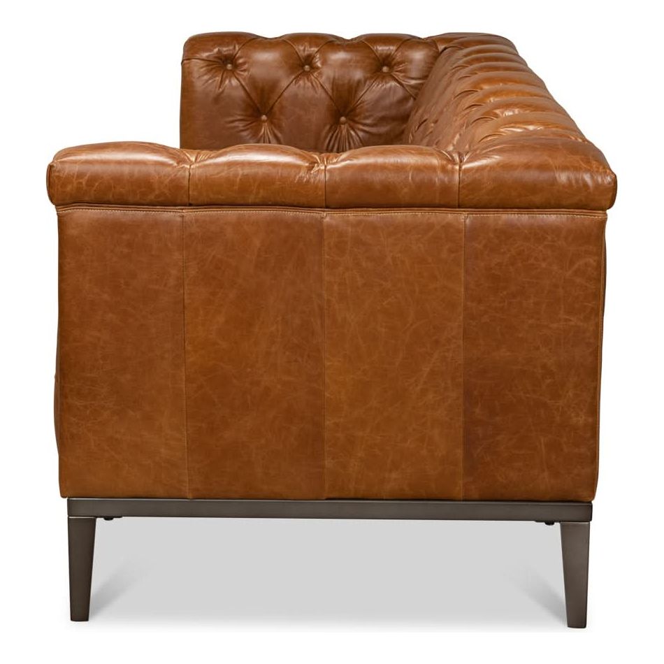 Cube Tufted Soa - Cuba Brown Leather