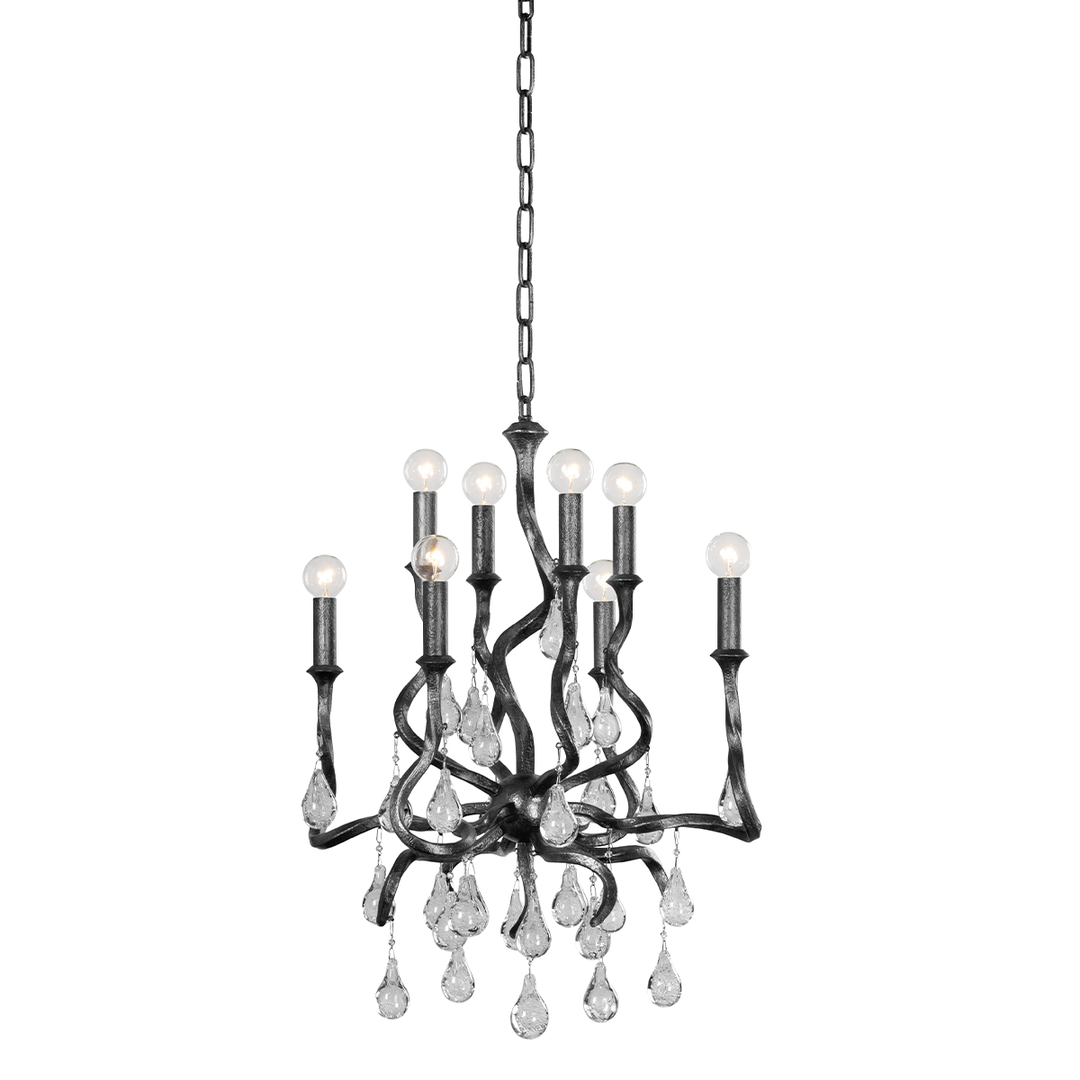 Aveline Chandelier - Black Silver Leaf 8 Lights